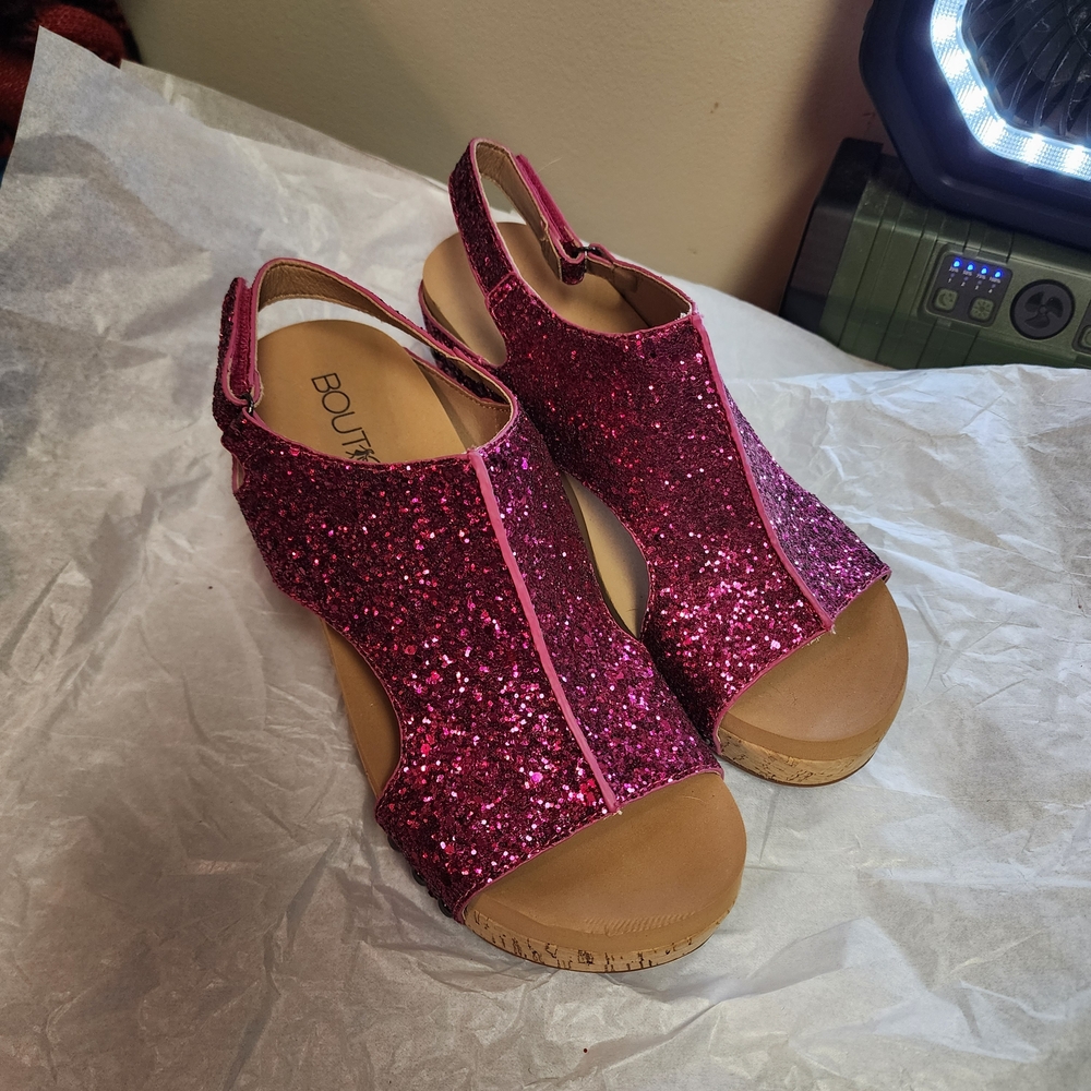 Corkys Fuchsia Glitter Sandals